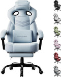 GTPLAYER Gaming Chairs for Adult - Ergonomic Big & Tall Gaming Seat with Footrest & Lumbar Support, Comfortable Office Chair 90-155° Reclining - Heavy Duty Wide Computer Seat, Blue