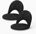 2Pcs Floor Chair, 5-Position Foldable Floor Chair for Kids with Adjustable Back, Soft Sponge & Velvetean Cover, for Adults and Kids, Indoor Outdoor Use, Meditation, Gaming, Camping(Black)