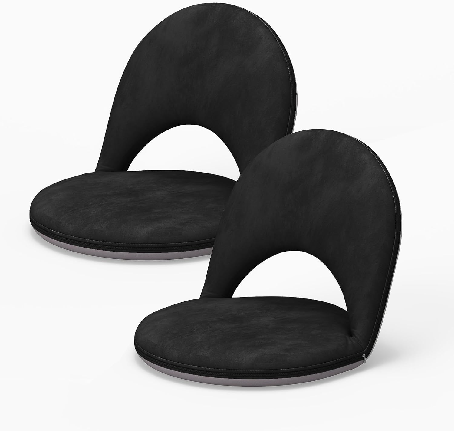 2Pcs Floor Chair, 5-Position Foldable Floor Chair for Kids with Adjustable Back, Soft Sponge & Velvetean Cover, for Adults and Kids, Indoor Outdoor Use, Meditation, Gaming, Camping(Black)
