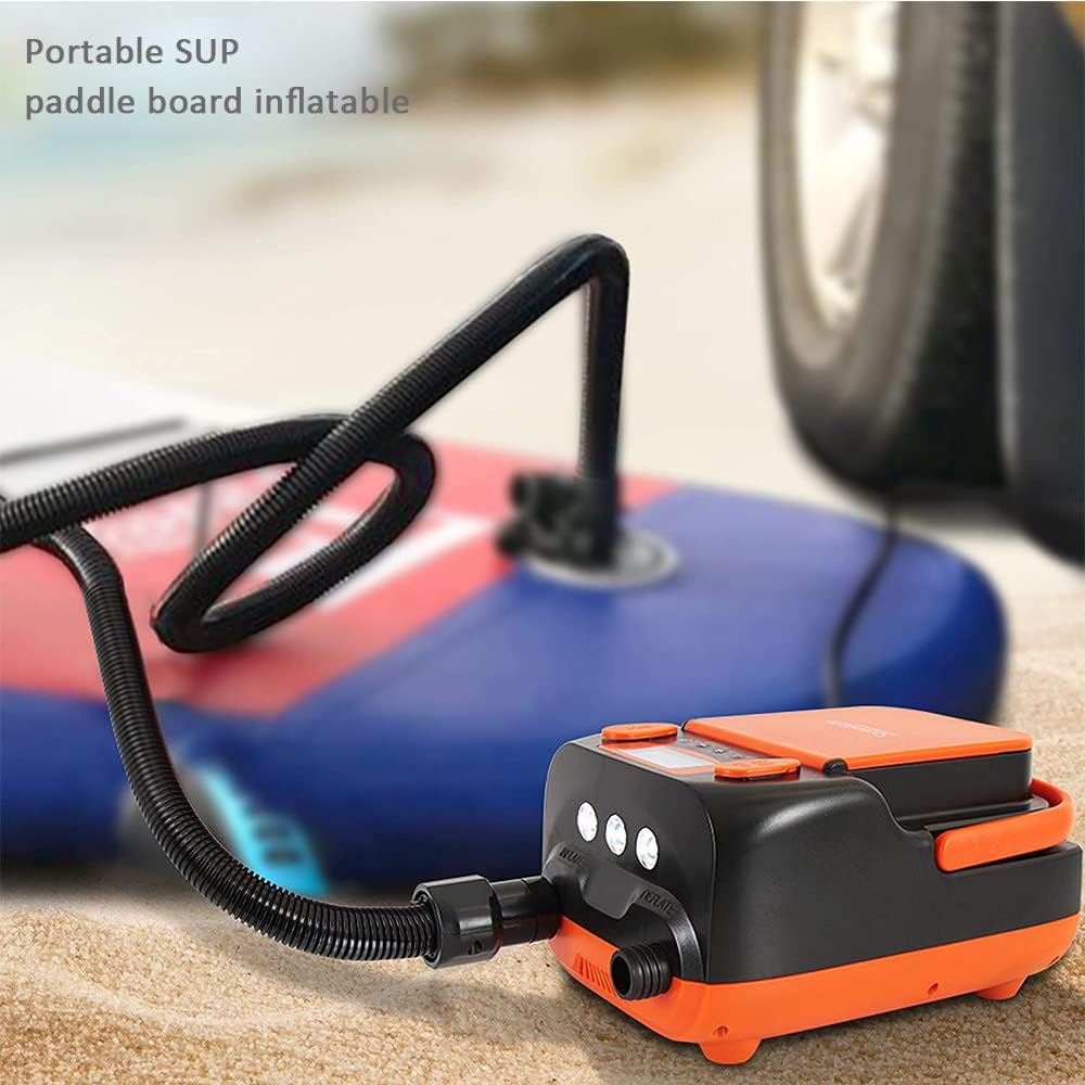 Portable Electric Air Pump 16PSI 12V with Battery, Stand Up Paddle Board Electric Pump Inflator/Deflator,for Paddle Boards,Boat,Kayak