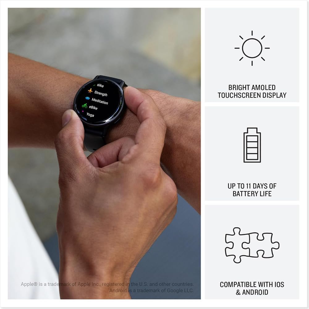 Garmin 010-02862-13 Vivoactive 5 Fitness Smartwatch, Orchid | Official USA Partner Model | Bundle with Workout Cooling Sport Towel and Deco Essentials Wearable Commuter Front and Rear Safety Light
