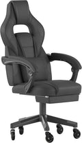 Flash Furniture X40 Gaming Chair Racing Computer Chair with Fully Reclining Back/Arms and Transparent Roller Wheels, Slide-Out Footrest, - Black