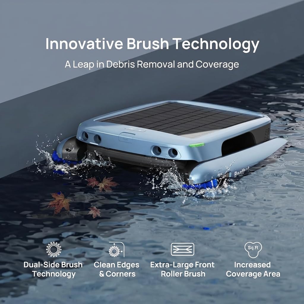 Beatbot iSkim Ultra Solar-Powered Auto Pool Skimmer 24/7 Cleaning, Built-in Water Clarification, Smart App & Voice Control, Dual Charging, Precision Edge & Corner Cleanup, Navy Blue