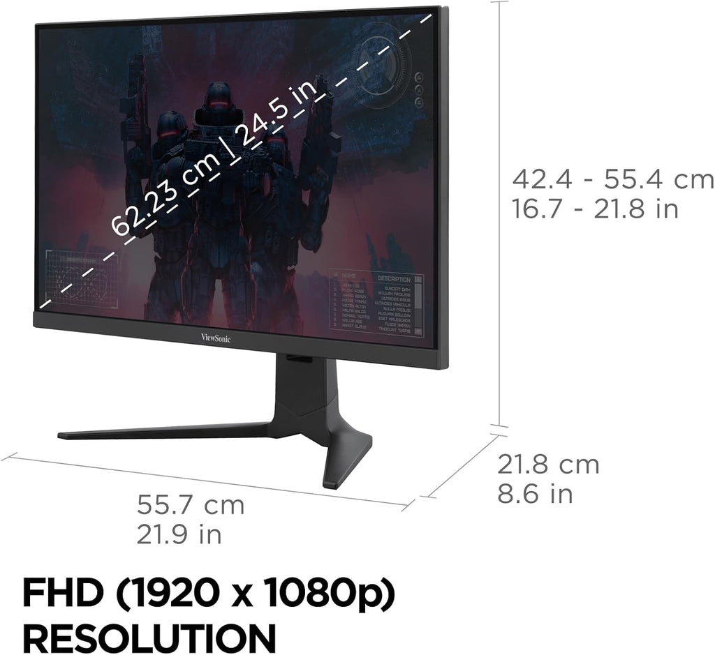 ViewSonic XG2536 25 Inch 1080p Gaming Monitor, IPS with 280Hz and 0.5ms for Elite Gaming Performance, FreeSync Premium and G-Sync Compatible, Advanced Ergonomics, 65W USB-C, HDMI, and DisplayPort