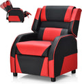 COSTWAY Kids Recliner Sofa, Toddler Leather Recliner with Adjustable Footrest & Headrest, Gaming Reclining Chair for Boys Girls Aged 3 Years Up, Kid-Sized Lounge Chair for Living Room (Red)