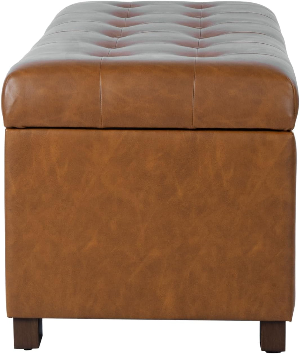 HomePop Large Tufted Storage Bench - Vintage Saddle Brown