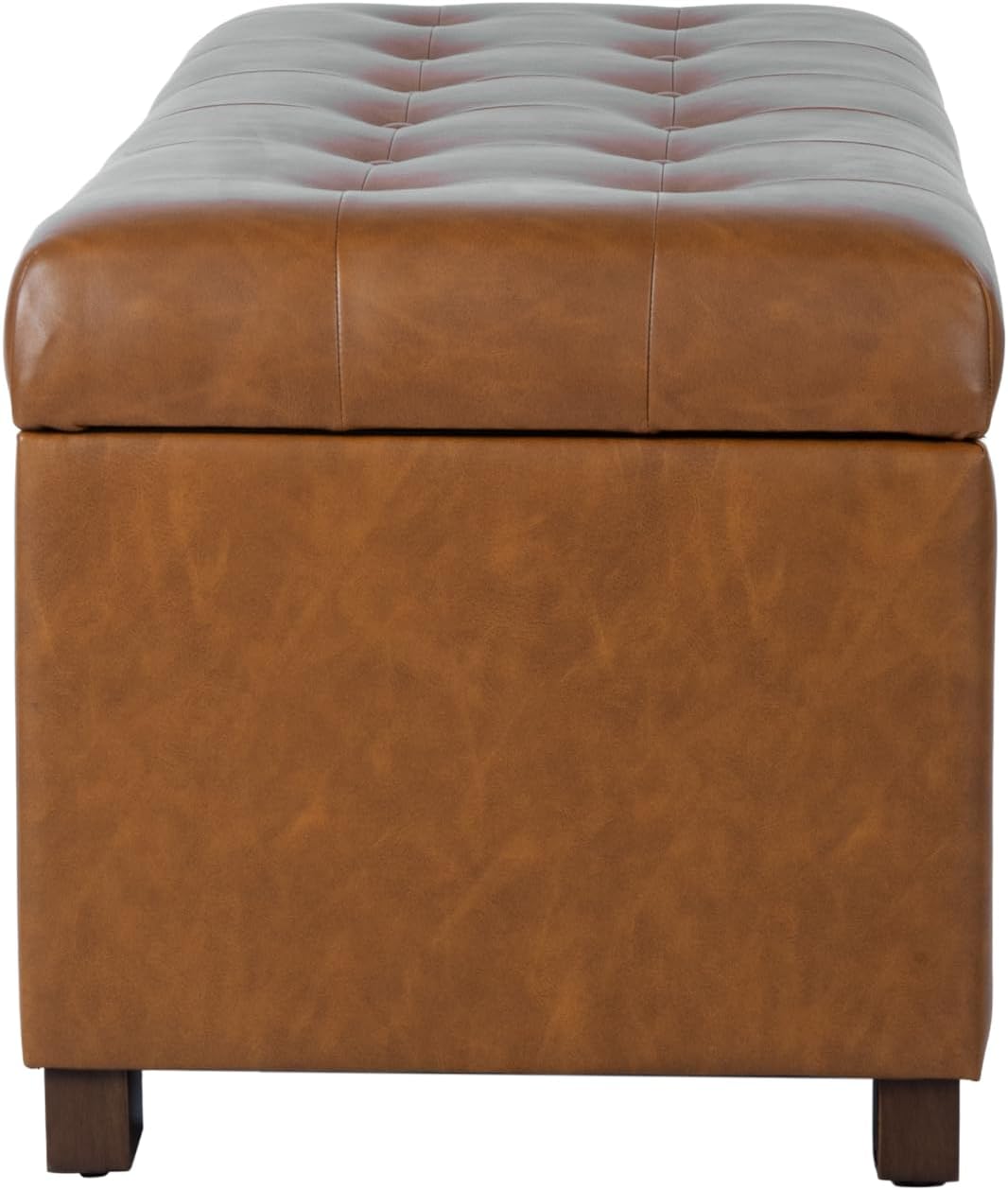 HomePop Large Tufted Storage Bench - Vintage Saddle Brown
