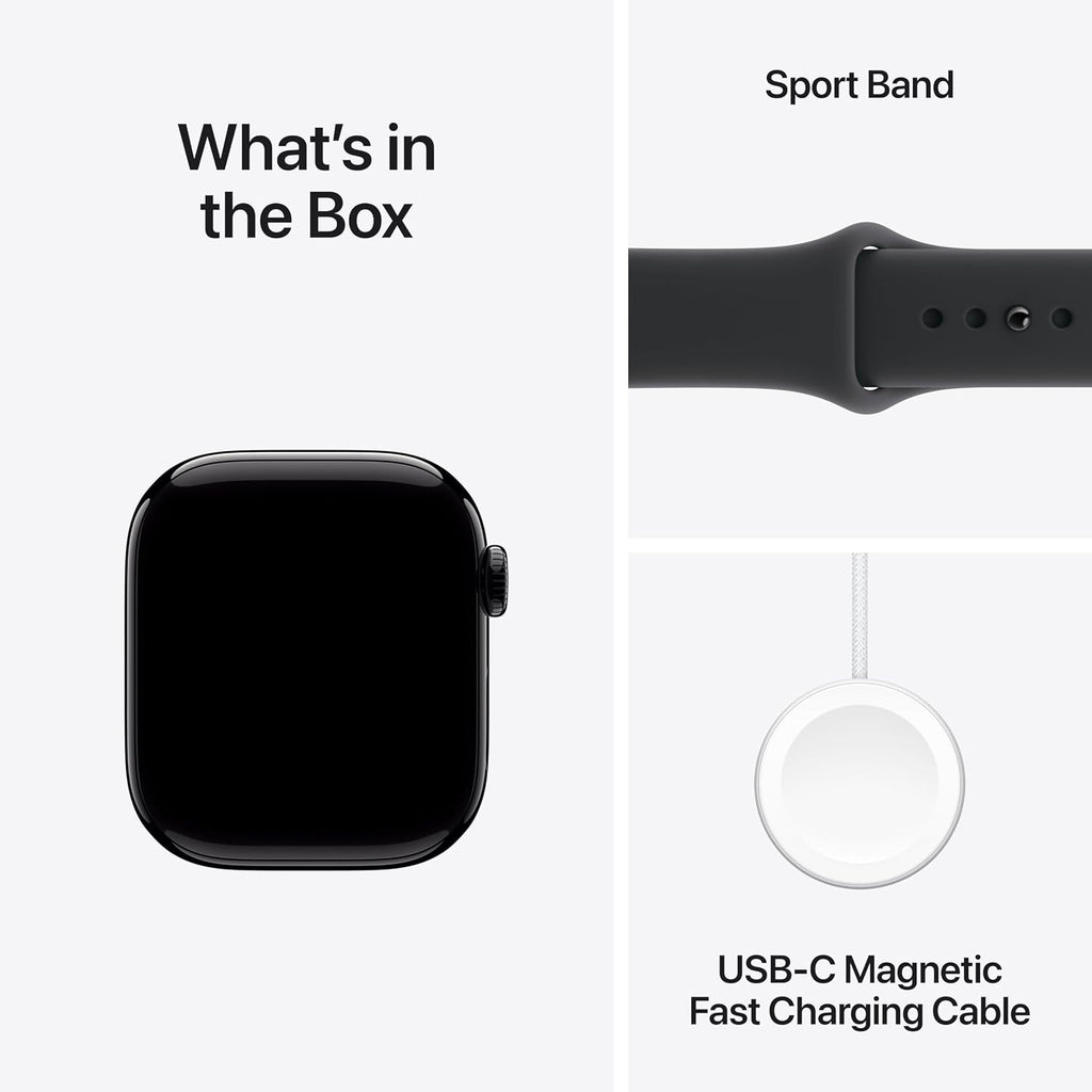 Apple Watch Series 11 [GPS 42mm] Smartwatch with Jet Black Aluminium Case with Black Sport Band - S/M. Sleep Score, Fitness Tracker, Health Monitoring with AppleCare+ (2 Years)
