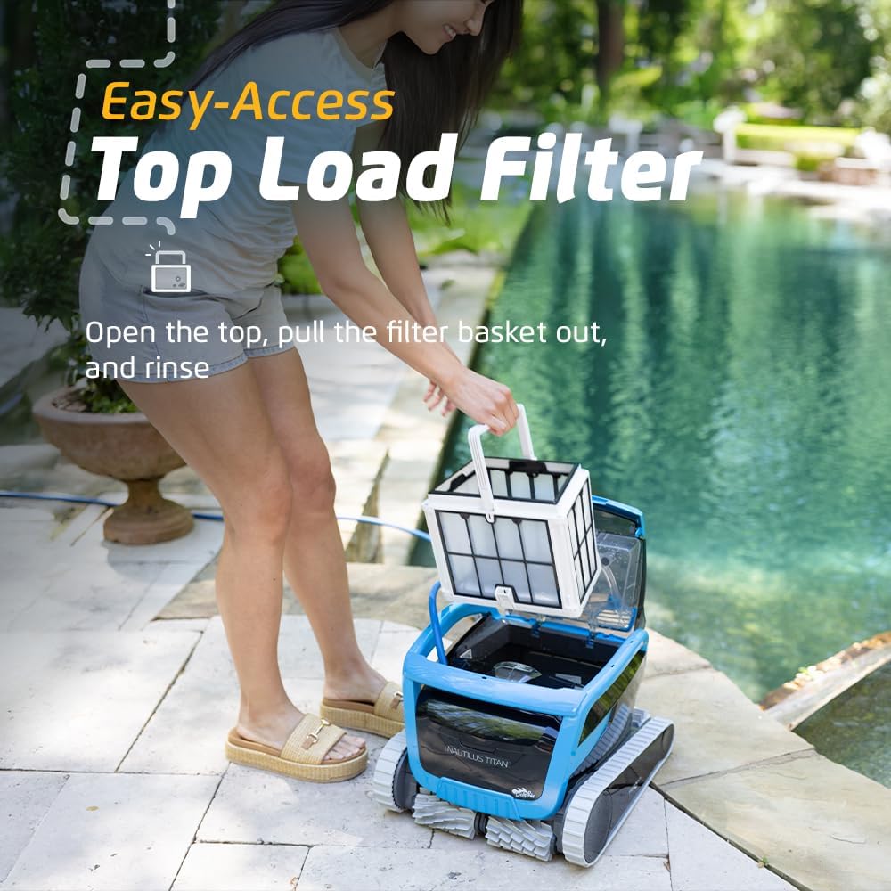 Dolphin (Upgraded 2026) Nautilus Titan Wi-Fi Automatic Robotic Pool Vacuum Cleaner Waterline Scrubbing, Multi-Layer Filtration, Ideal for Inground Pool up to 50 FT in Length