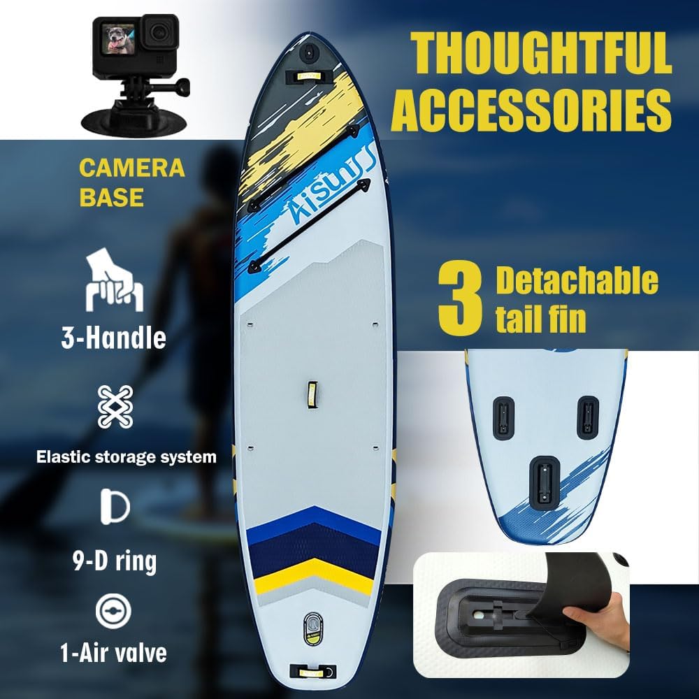 Inflatable Paddle Board for Adult, Paddle Board for All Skill Levels, Wide SUP Board with Primium Accessories Include SUP Carry Bag, Hand Pump& 10L Waterproof Bag