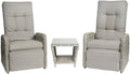 Elle Decor Vallauris Patio Outdoor Furniture Collection, Premium All Weather Wicker, 3 Piece Reclining Set, Gray