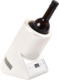 Equator 110V/12V Portable Electric Wine Chiller for Red, White and Water Bottles, 750mL Single Bottle Cooler, Stainless Body, Rechargeable, 24h Cold, Ideal for Parties & Gifts (White)