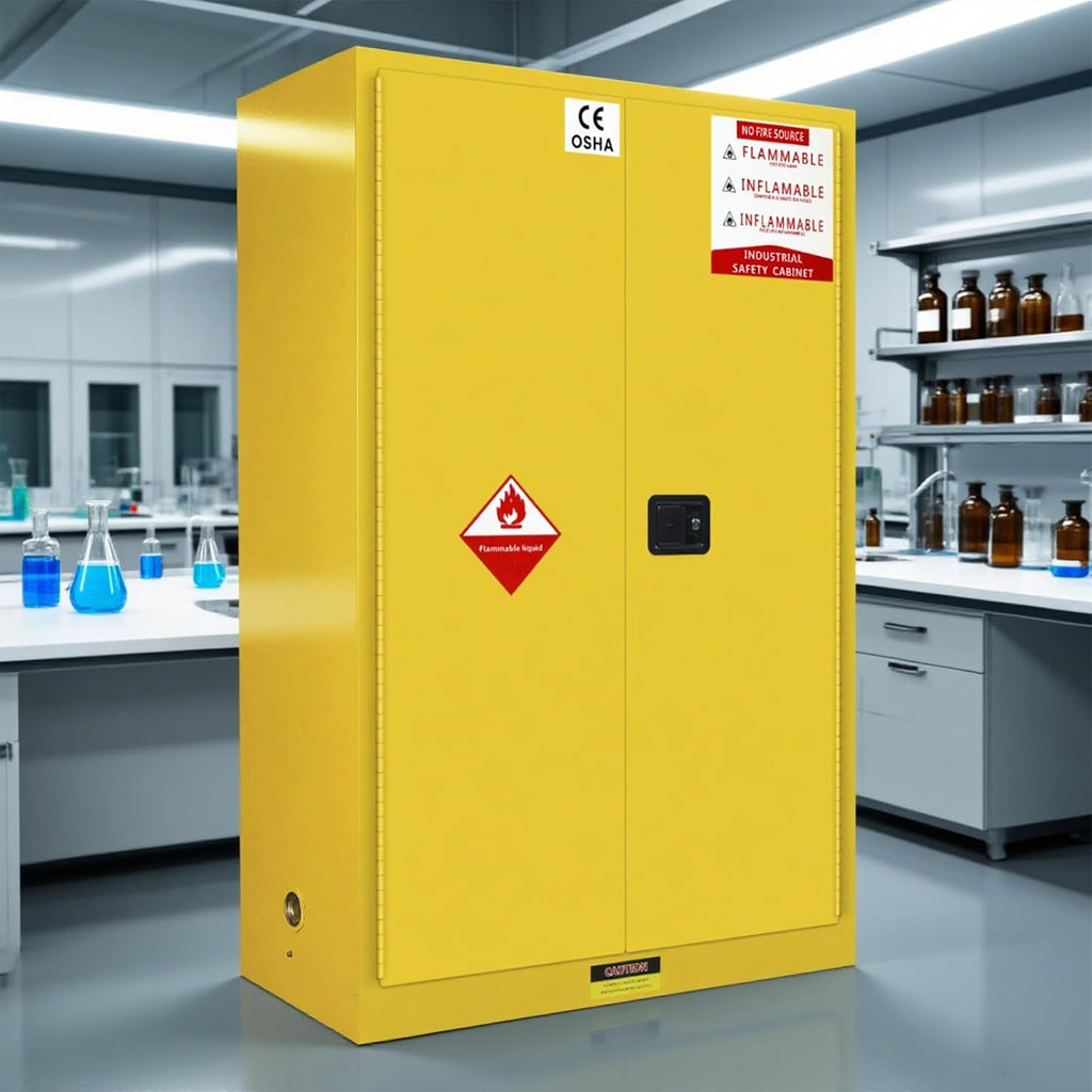 272 Gallon Flammable Liquid Storage Cabinet Fireproof Metal Cabinet with 3 Point Lock, Adjustable Shelves for Industrial, Scientific, Warehouse Use