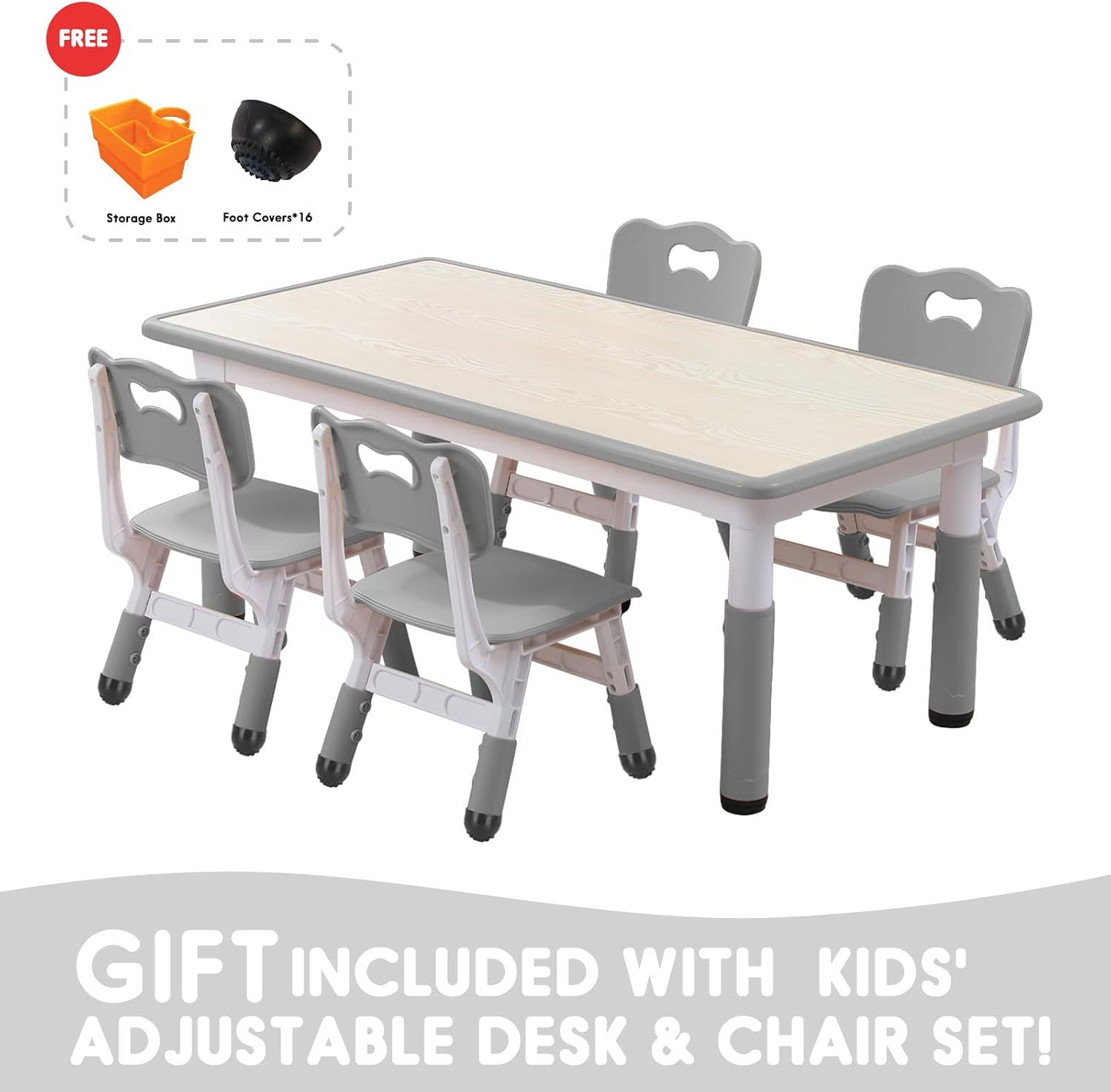 Kids Table and Chair Set for Toddlers - Adjustable Activity Center with Non-Slip Legs & Graffiti-Proof Surface Ages 3-12