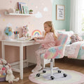 HEAH-YO Swivel Kids Chair with Wheels, Adjustable Kids Desk Chair with Armrest and Back, Cute Faux Fur Kid Study Chairs for Boys and Girls, Light Multi-Colour