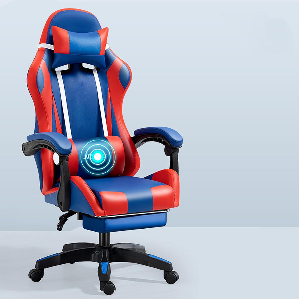 RGB Gaming Chair with Footrest Ergonomic Massage Computer Desk Chair Video Gaming Chair with Speakers Lumbar Support Height & Angles Adjustable Reclining Gamer Chair,Standard