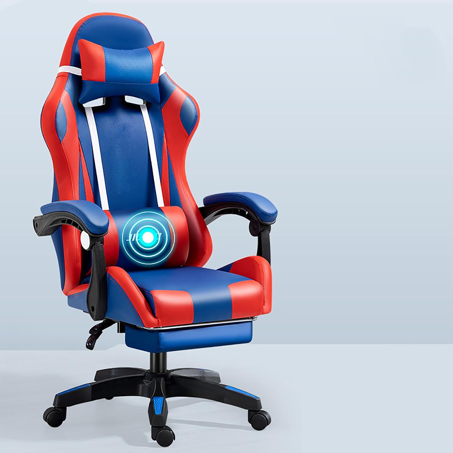 RGB Gaming Chair with Footrest Ergonomic Massage Computer Desk Chair Video Gaming Chair with Speakers Lumbar Support Height & Angles Adjustable Reclining Gamer Chair,Standard