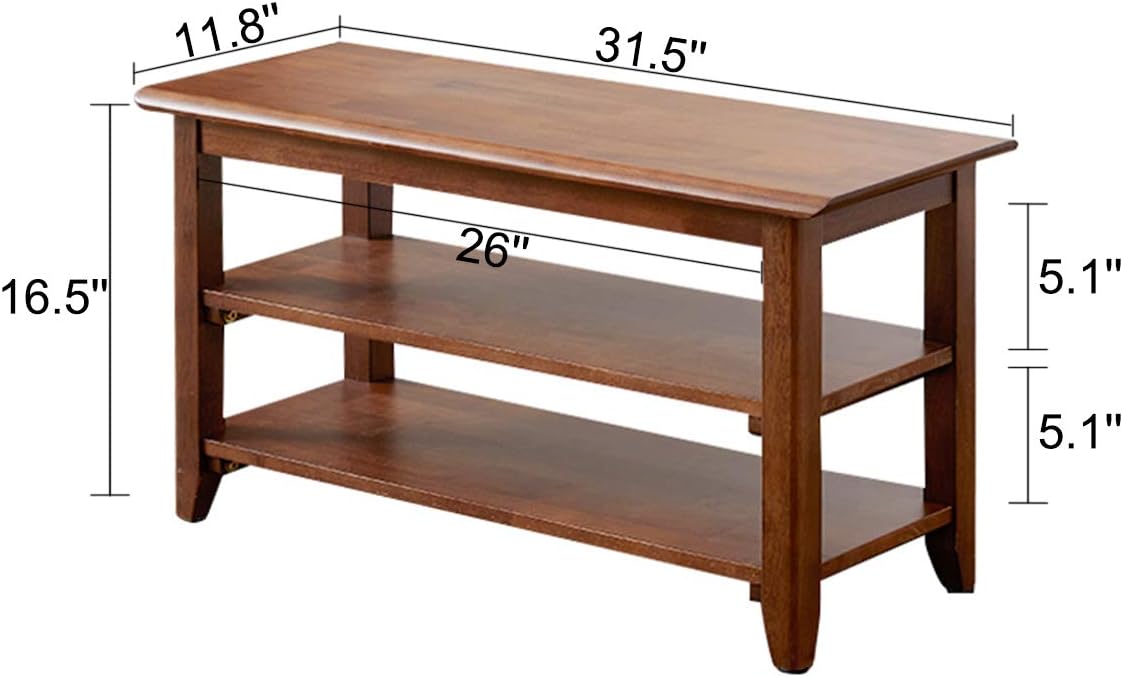 XKZG Storage Bench Wooden Shoe Rack Bench Rustic Solid Wood Entryway Bench (Brown,31.5')