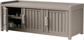 Shoe Bench - Waterproof Resin Storage Bench with Adjustable Shelves - Indoor & Outdoor Use, 3 Doors Entryway Bench with Hidden Storage Space - Storage Cabinet for Bedroom, Hallway, Grey