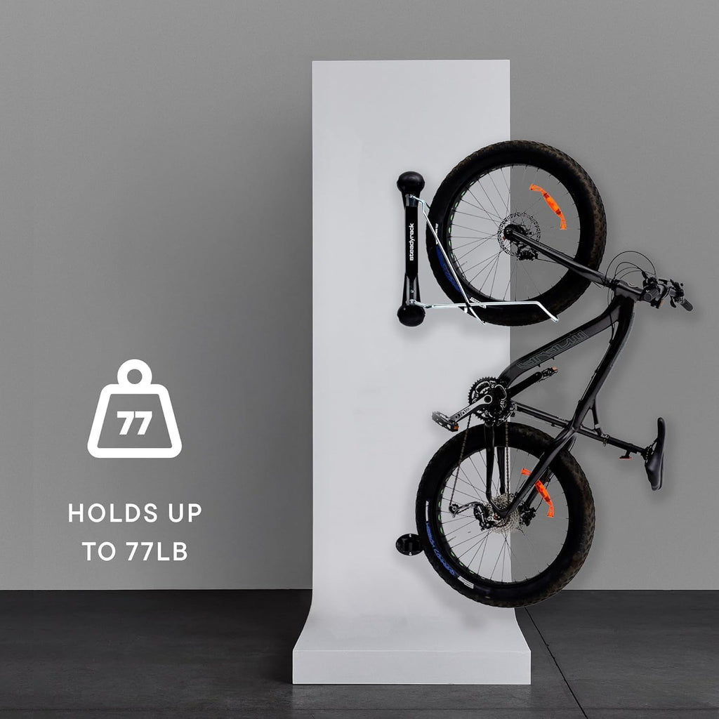 Steadyrack Fat Tire Bike Rack – Vertical Wall Mount Storage for Fat Bikes with 2.8'–4.5' Wide Tires – Space-Saving Pivot Design for Garage or Home