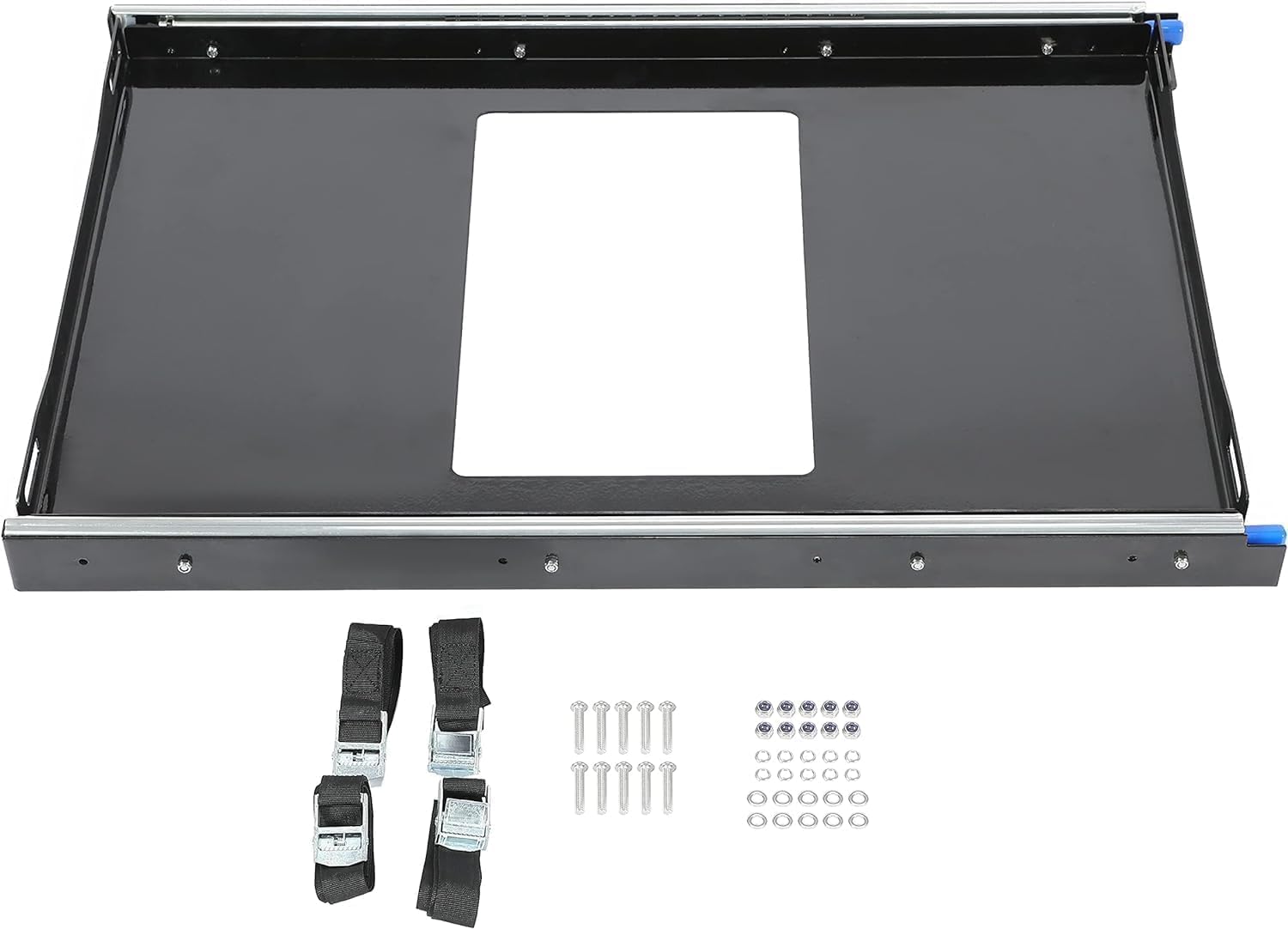 HECASA Fridge Slide Inner 29.3'' x 18.7'' Portable Rail Draw Tray Slider For RV Pickup SUV Van Trailer Refrigerator Freezer Cooler Slide Out Powder Coated Steel Black