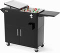 VINGLI Patio Cooler, Ice Chest with Storage Cabinet, Bottle Opener Drainage, Outdoor Cooler for Party, Deck, Pool