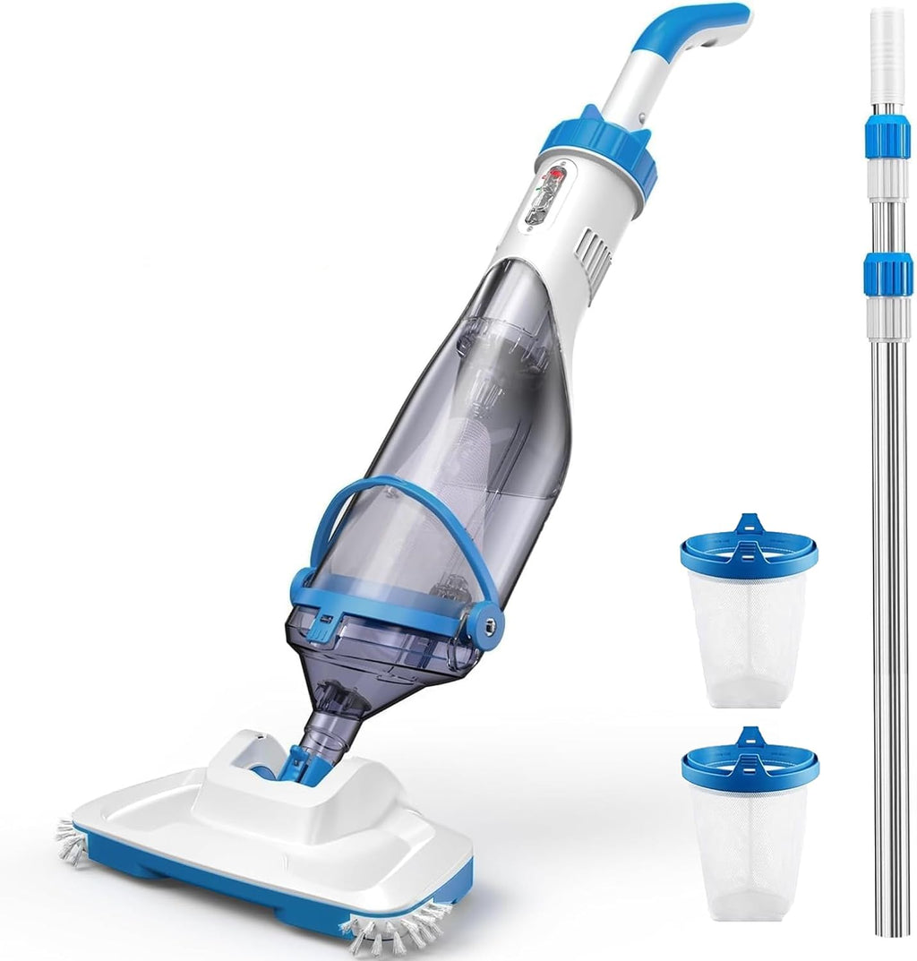 Consciot Pool Vacuum for Above Ground Pool & Inground Pool, Rechargeable Handheld Cleaner with Telescopic Pole,18.5 GPM Suction, 13.4' Head, 60-Min Runtime, for Spa & Hot Tub