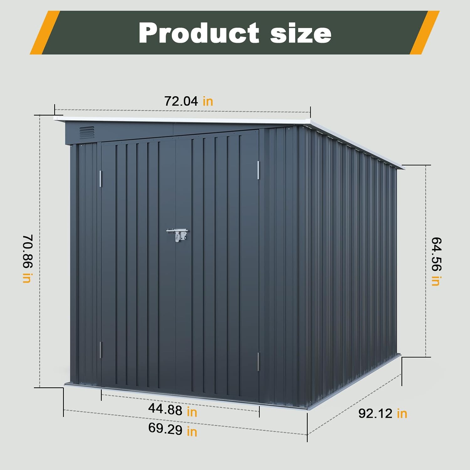 6x8FT Outdoor Storage Shed with Lockable Double Doors, Metal Lean to Garden Shed with Free PC Light Board for Tools, Small Outside Storage Shed Waterproof for Backyard, Garden, Patio