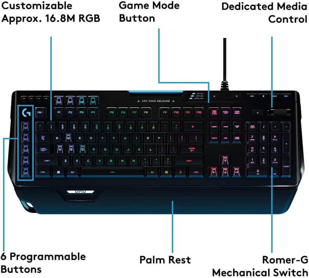 Logitech G910 Orion Spectrum RGB Wired Mechanical Gaming Keyboard, Black