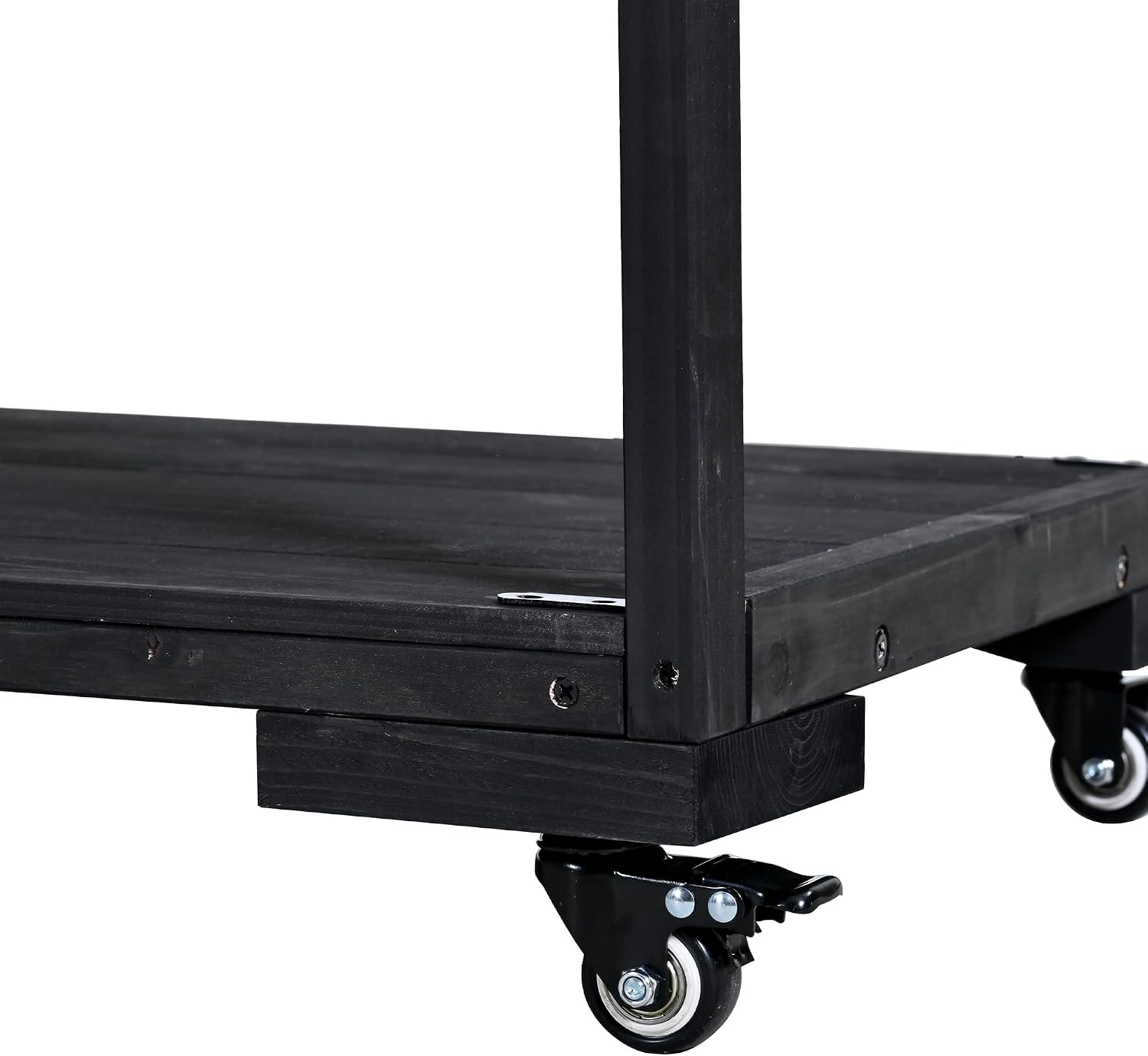 41.7'' Large Patio Rolling Kitchen Island Solid Wood Kitchen Cart with Sink, Garden Potting Bench with Stainless Table Top, 2 Movable Shelves and 1 Bottle Opener (Black-41.7'')