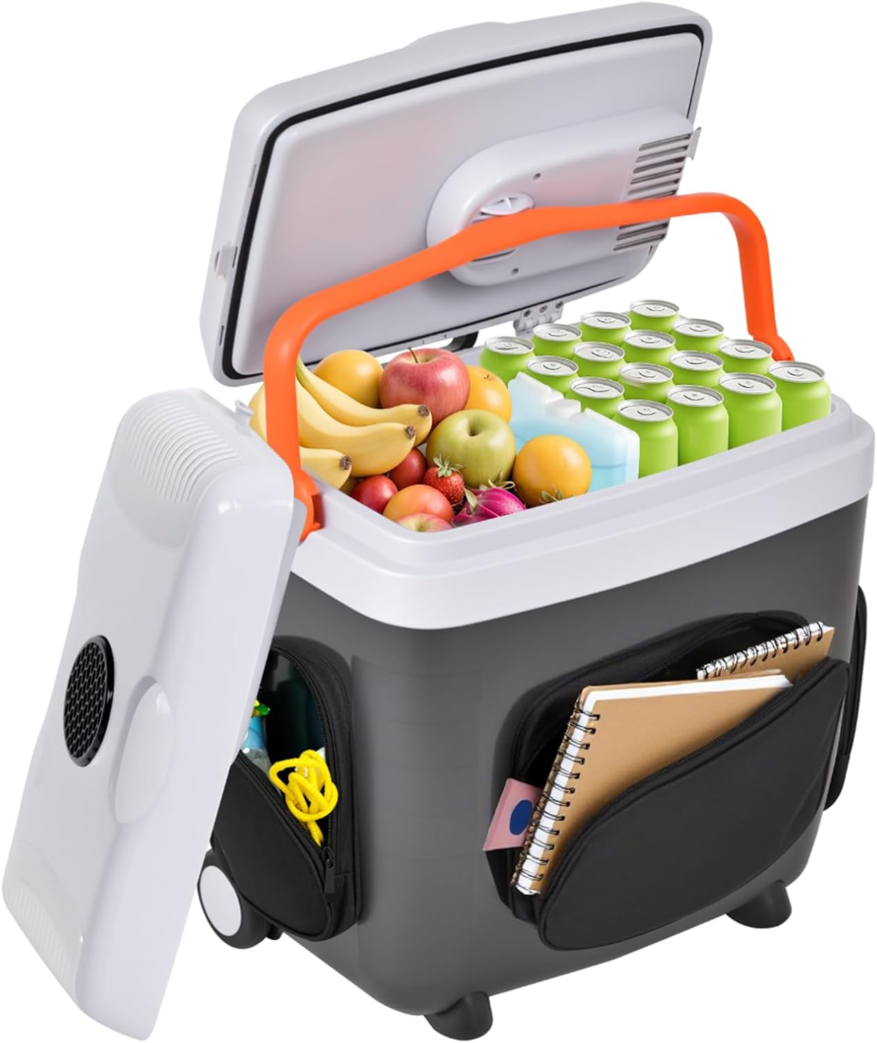 Kikihouse Electric Car Cooler & Warmer with Wheels & Handle, 32 Quart (30 L) 12 Volt DC & 110V AC Portable Thermoelectric Fridge Plug in Cooler for Car/Camping/Travel/Truck/Picnic