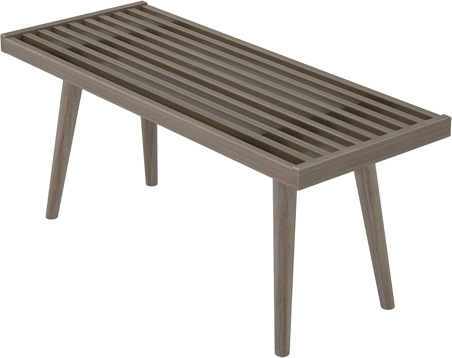 Plank+Beam Entryway Bench, Wooden End of Bed Bench for Bedroom, Mid-Century Modern Square Bench for Hallway, Living Room, Indoor, Porch, 41.25', Clay