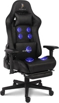 Massage Gaming Chairs with Footrest Video Game Chairs with Speakers and RGB Lights, Ergonomic High Back Computer Chair with Lumbar Support and 4D Handrail PU Leather Gaming Recliner Chair,Black