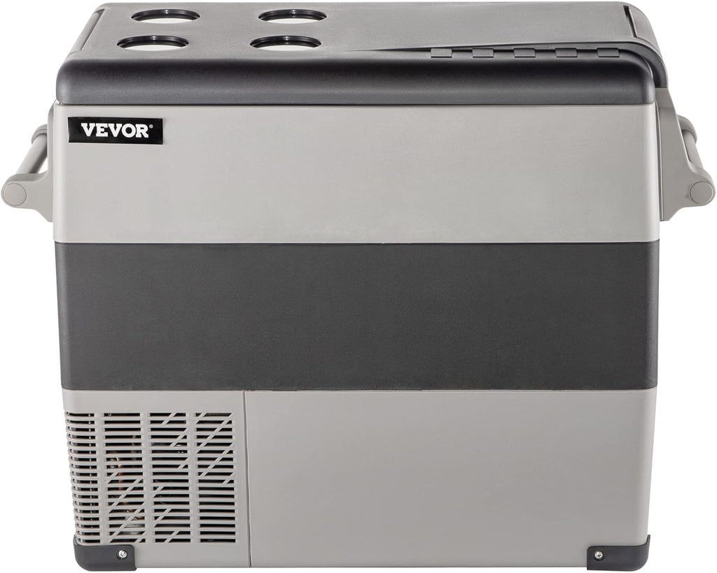 VEVOR CF55 12 Volt 58 Qt Refrigerator, Dual Zone Portable Compressor 12/24V DC and 110-240V AC, Freezer Fridge Cooler, for Car, Truck RV, Camping and Home Use, Black+Gray