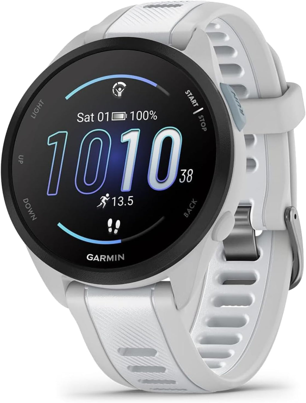 Garmin Forerunner 165 Music Running Smartwatch, Colorful AMOLED Touchscreen, Training Metrics and Recovery Insights Includes PowerPack +Adapters Bundle, Mist Gray/Whitestone