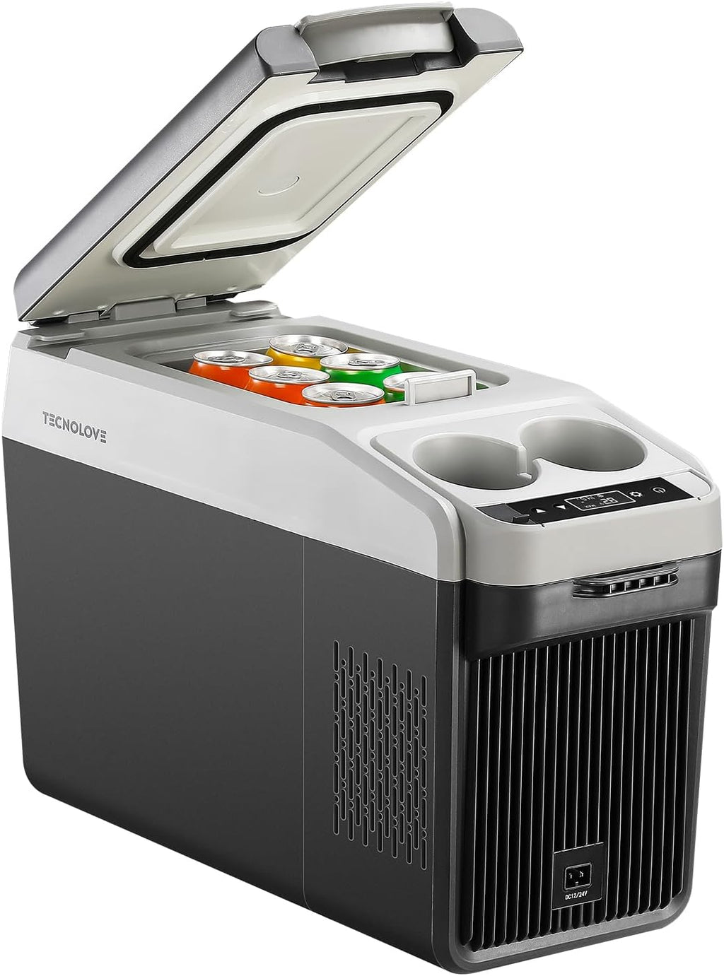 12 Volt Center Console Fridge,Car Refrigerator 16QT(15L) Cooler (-4℉-50℉),Car Refrigerator RV Fridge,Portable Electric Cooler with 12/24V DC&110V AC, For MPV,RV,Van
