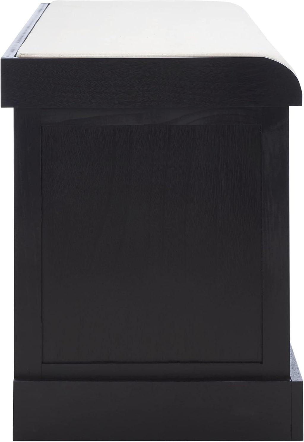 SAFAVIEH Home Collection – Briar 3-Drawer Upholstered Storage Bench, Farmhouse Entryway Accent Bench with Cushion Top, Black Frame & Greige Drawer Fronts (BCH5700E)
