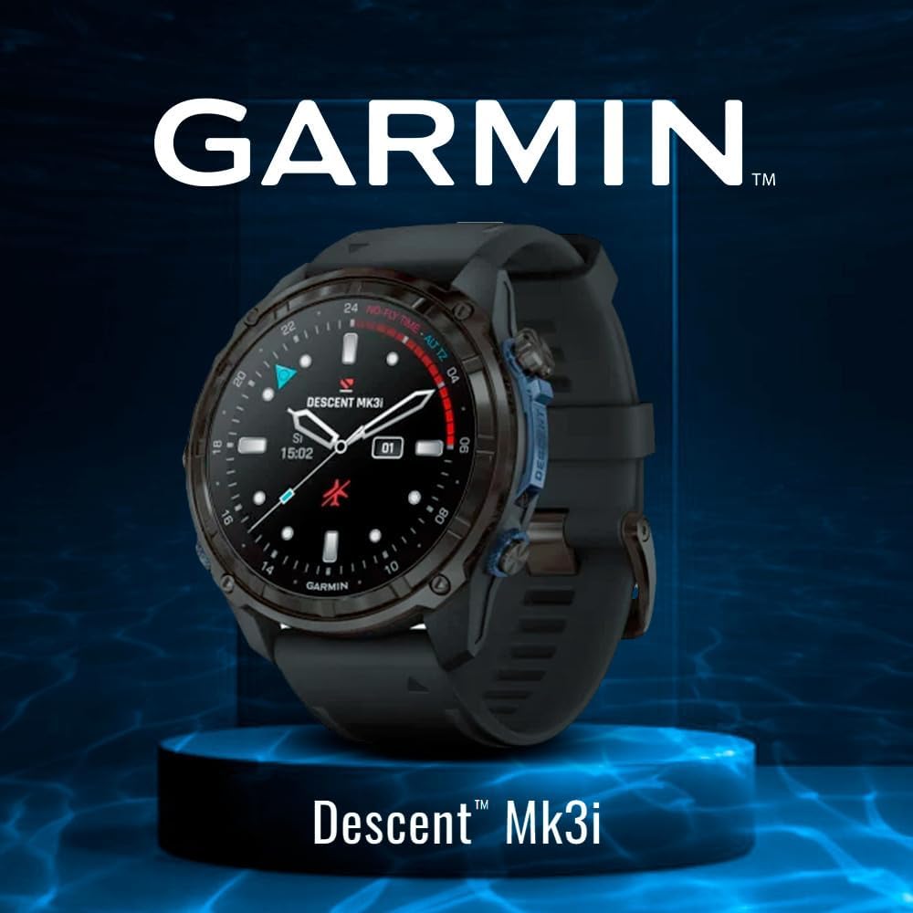 Garmin Descent Mk3i Watch-Style 51mm Dive Computer (Carbon Gray, Black Band) Bundle with Focus Camera Charger Stand for Smartwatches and Focus Camera 9H Tempered Glass Screen Protector Film (3 Items)
