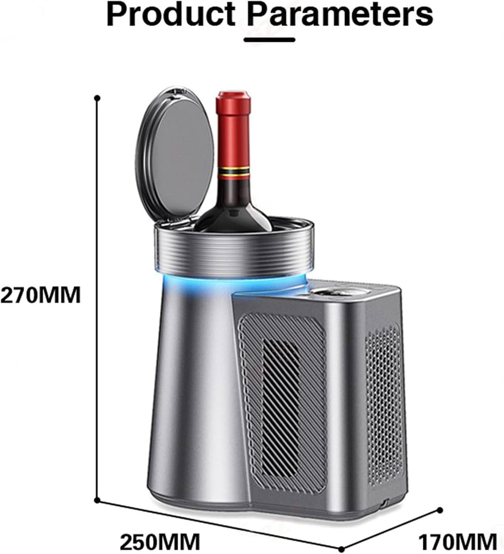 Electric Wine Chiller, Single Bottle Wine Cooler, with Led Lights & Digital Display, 2-20°C Temperature Setting, Portable Iceless Chiller (Grey)