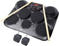 Pyle Electronic Tabletop Digital Drum Set, Compact Portable Drum Pad Kit w/ 8 Touch Sensitive Pads and Pedals, 600 Sounds, USB & Headphone Outputs, MIDI/AUX Inputs, 4x5' Drums & 4x3.5' Cymbals