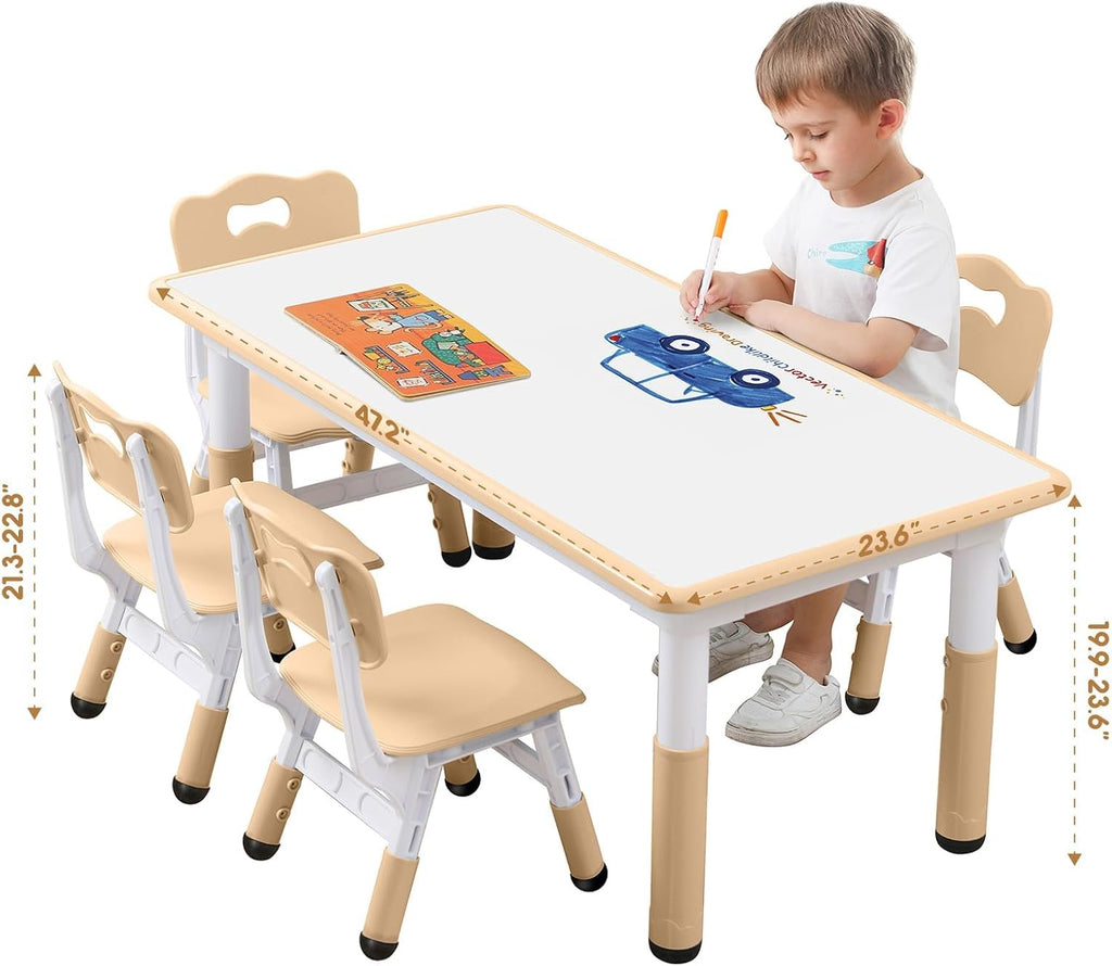 Kids Table and Chair Set for Toddlers - Adjustable Activity Center with Non-Slip Legs & Graffiti-Proof Surface Ages 3-12