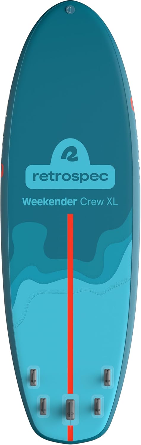 Retrospec Weekender Crew Inflatable Paddle Board - 12ft & 15ft XL Multi-Person iSUP with 400 & 1050lb Capacity & No-Slip Deck - Includes 2 Paddles & Accessories