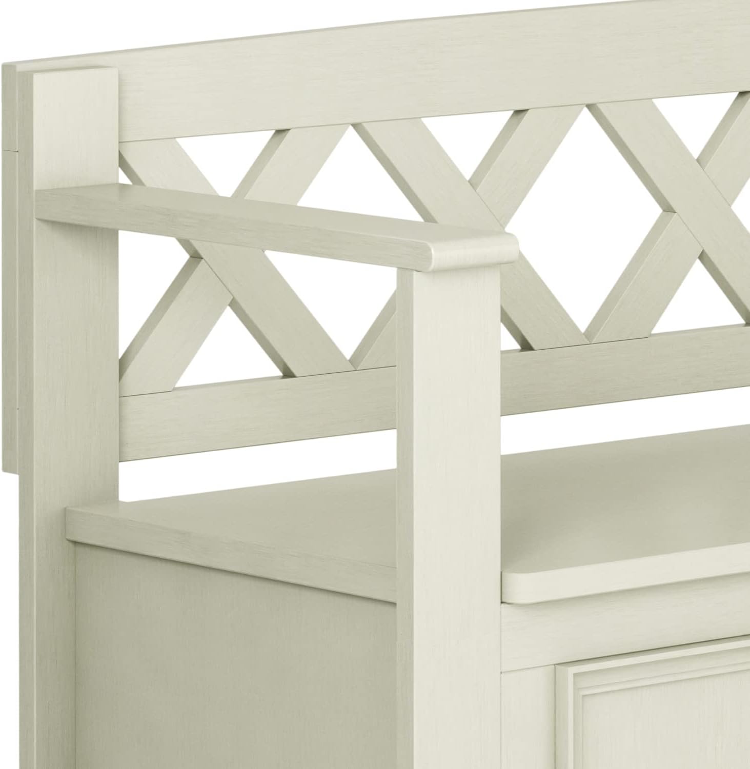 SIMPLIHOME Amherst Entryway Storage Bench - 48 inch Wide Solid Wood Hallway Seat in Antique White, Transitional Bench for Entryway or Living Room with Lift-Up Lid and Spacious Storage