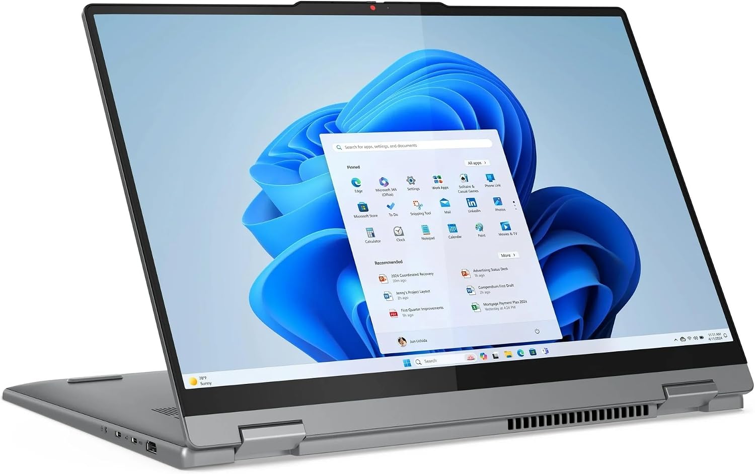 Lenovo IdeaPad 5 2-in-1 with AMD Ryzen 7 8845HS Processor, 16' WUXGA Touchscreen Display, 16GB LPDDR5X RAM, 512GB SSD, Backlit KB, Wi-Fi6, FP Reader, Windows 11, Luna Grey, w/2TB USB Drive, W/GaLiMu
