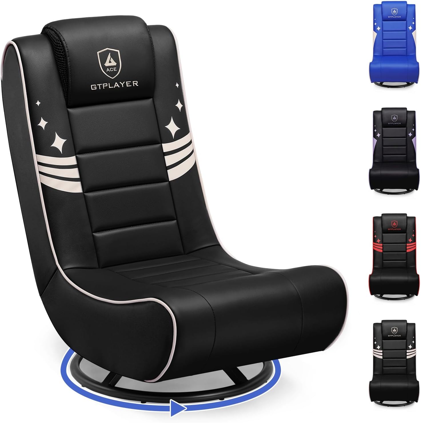GTPLAYER Floor Gaming Chair Foldable Swivel Floor Chairs for Kids Boys Comfy Video Game Seat with 360° Multipurpose for Gamers, Bedroom or Game Room