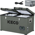 ICECO VL60 12V Dual Zone Portable Freezer, 63Qt 12 Volt Refrigerator Powered by SECOP, 0°-50°F, 12/24VDC&110-240VAC, 12v Fridge Electric Cooler Refrigerator For Car&Indoor, with Extension DC Cable