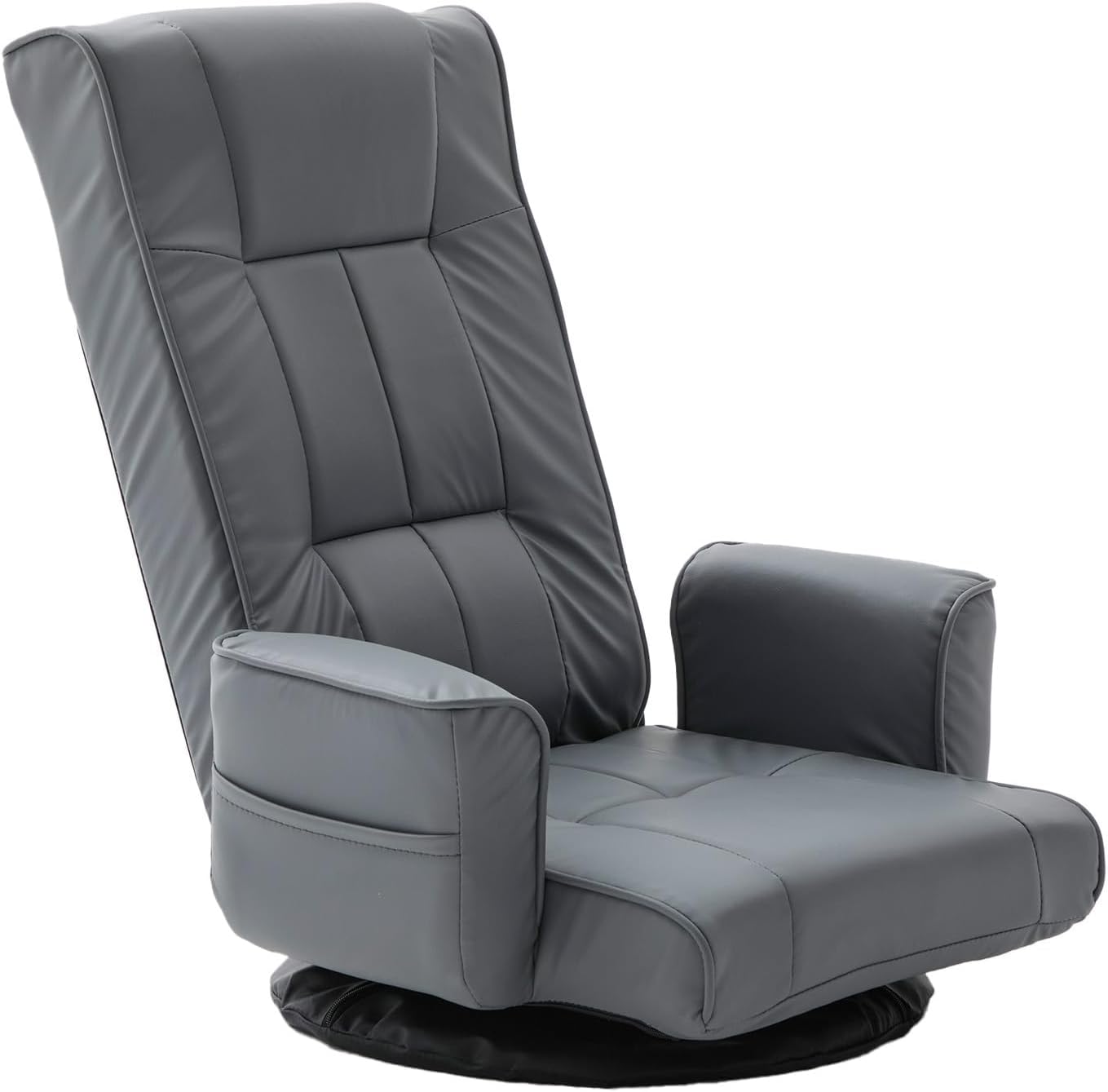 360 Degree Swivel Floor Chairs for Adults, Faux Leather Gaming Floor Chair with Back Support, 14 Angles Adjustable Comfortable Floor Lounge Chair Folding Video Game Chairs Office Bedroom