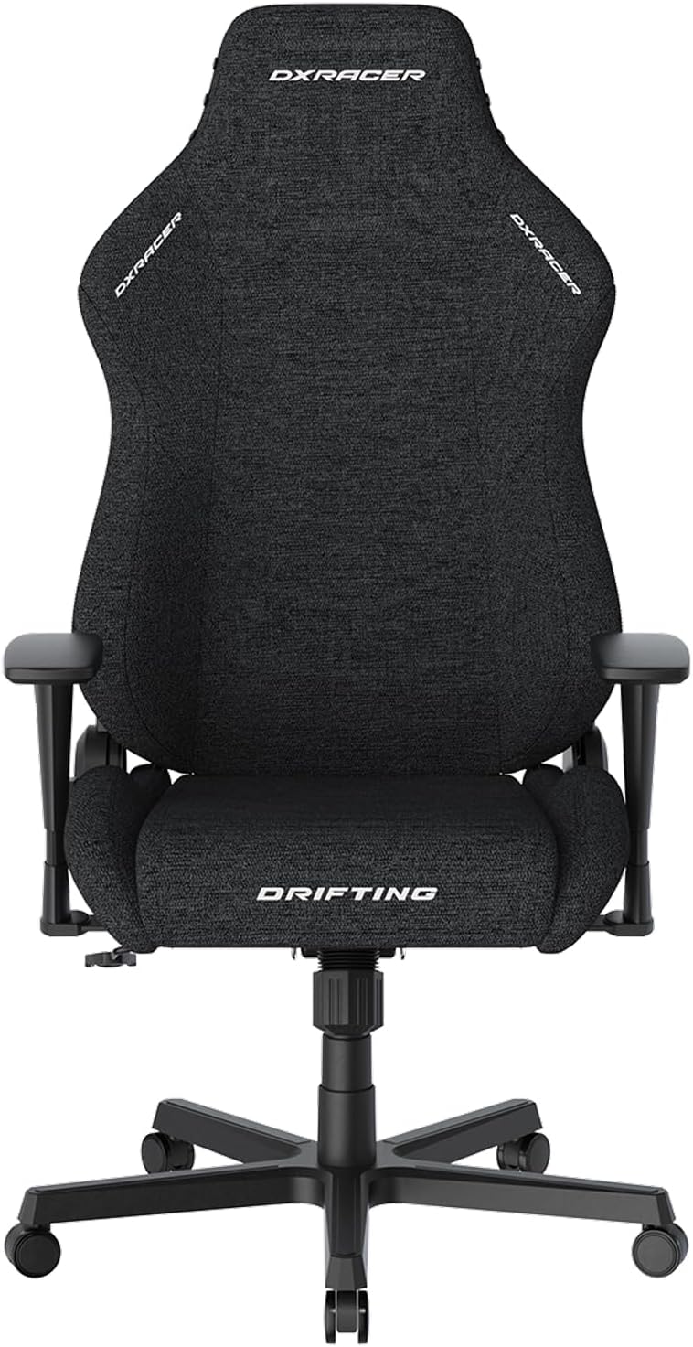 DXRacer Drifting Computer Gaming Chair - Ergonomic Office Chair with Adjustable Recline, Rocking, Cooling Gel Foam Headrest, 3D Armrests, Memory Foam Lumbar Support, Fabric, Large, Black