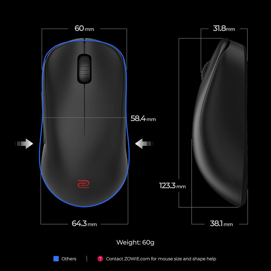 BenQ Zowie S2-DW 4K Wireless Mouse for Esports, Sports Science, 4K Enhanced Receiver, 65g, Symmetrical, Driverless, 3950 Sensor, 4K Polling Rate