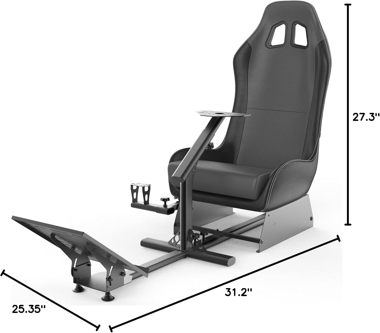 Sim Racing Cockpit with Seat | Compatible with G29 G920 G923 T248X T248 T300RS TX F458 T500RS| Easy to Install Racing Wheel Stand for PS5, Xbox, PC Gaming (Black/Grey)